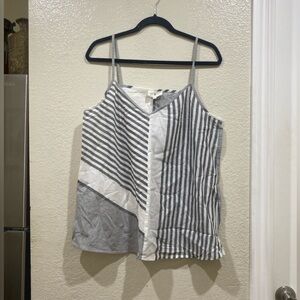 New Lou & Grey Grey and White Asymmetrical Camisole